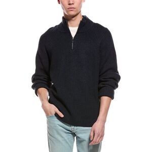 Slate & Stone Mens  Ribbed 1/4-Zip Mock Neck Sweater, Blue
